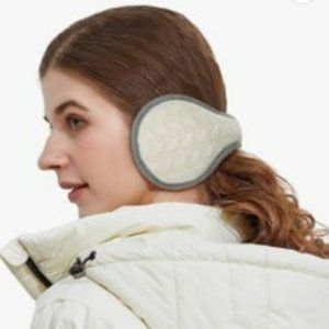 Unisex Warm Knit Earmuffs, Cashmere Winter Pure Color, Fur Earwarmer, Adjustable